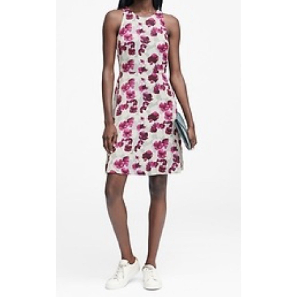 Banana Republic Flora Fit and‎ Flare Dress Purple Poppy size 6P